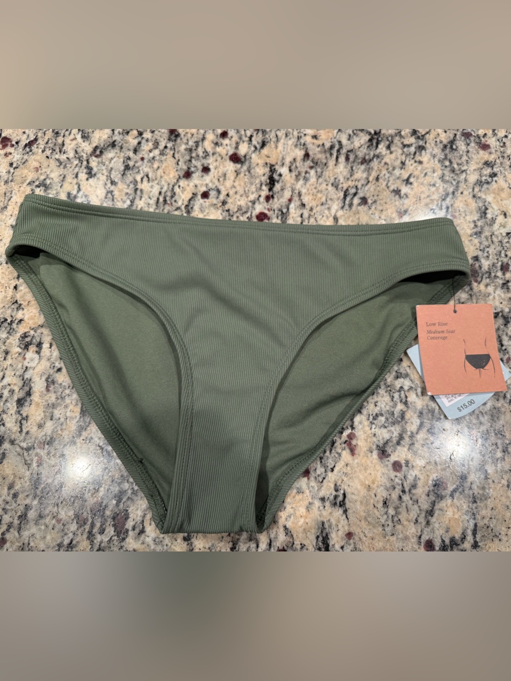 Shade & Shore Olive Green Ribbed Bikini Bottom new size small